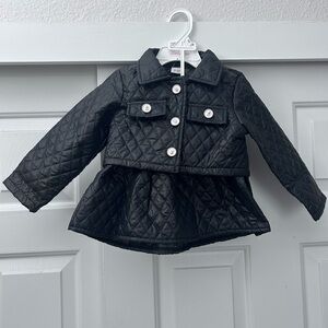 Black Quilted Jacket with Matching Quilted Skirt NWOT